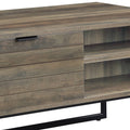 Rustic Oak And Black Coffee Table With Open Storage Rustic Primary Living Space Oak Drawers Rectangular Wood Metal