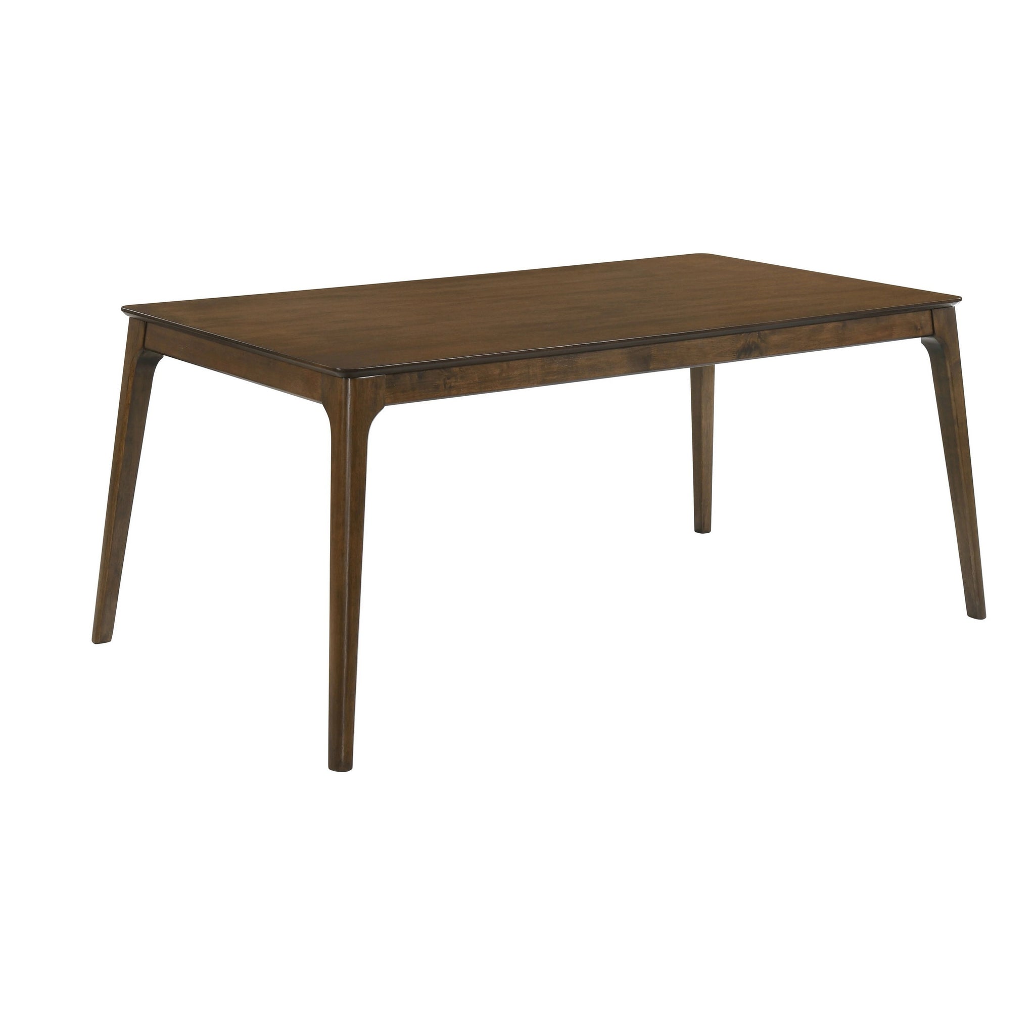 Nick 66 Inch Modern Dining Table, Rubberwood, Angled Legs, Walnut Brown Brown Wood