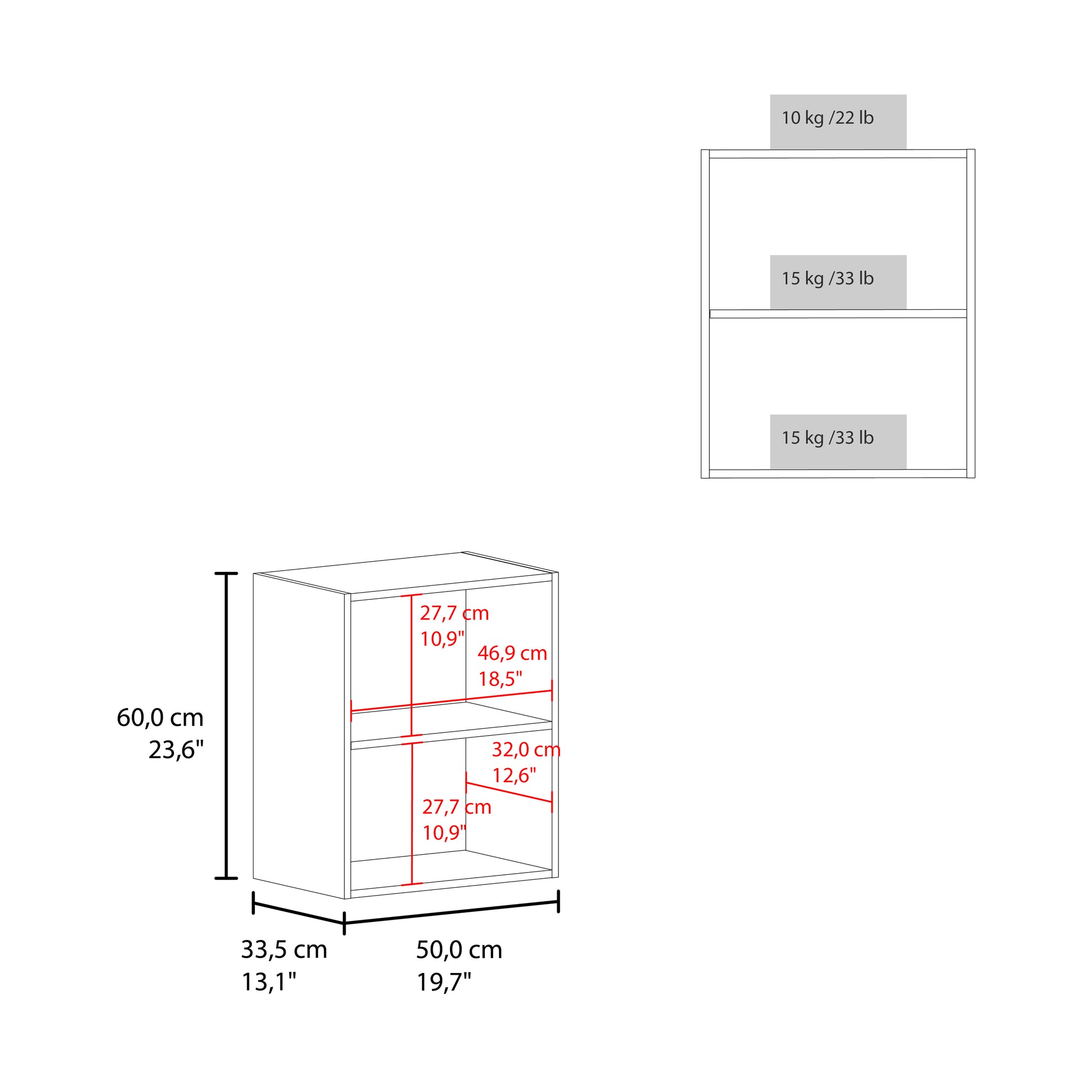 Manchester 20" Wide One Door And Two Shelves Wall Cabinet White Dining Room Modern Particle Board