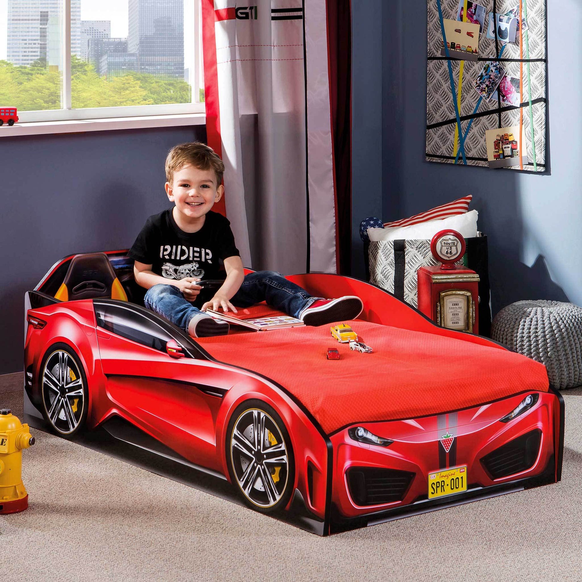 Speedy Toddler Race Car Bed, Red Red Particle Board