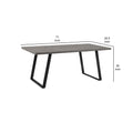 Rectangular Top Dining Table With Metal Angled Sled Base, Gray Gray Metal