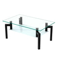 Rectangle Black Glass Coffee Table Clear Coffee Table Modern Side Center Tables For Living Room Living Room Furniture Black Glass