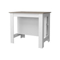 Aztec Kitchen Island In Melamine With Open Storage, Taupe White Multi Kitchen Modern Rectangular Stationary Kitchen Islands Particle Board Melamine Medium 40 55In