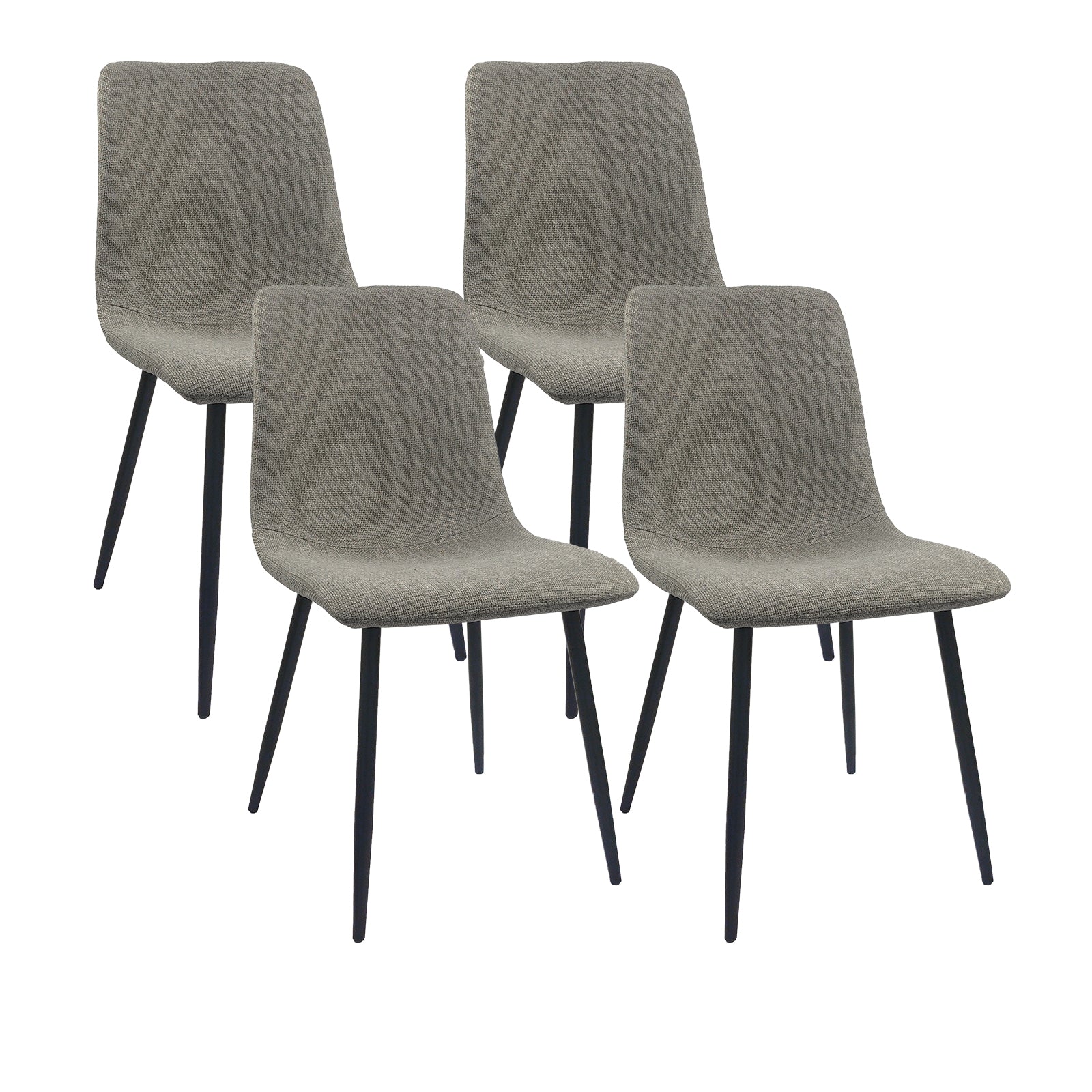 Dining Chairs Set Of 4,Modern Kitchen Dining Room Chairs,Upholstered Dining Accent Chairs In Linen Cushion Seat And Sturdy Black Metal Legs Grey Light Gray Foam Linen