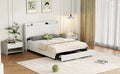 Queen Size Upholstery Platform Bed With Storage Headboard, Led, Usb Charging And 2 Drawers, Beige Queen Beige Upholstered