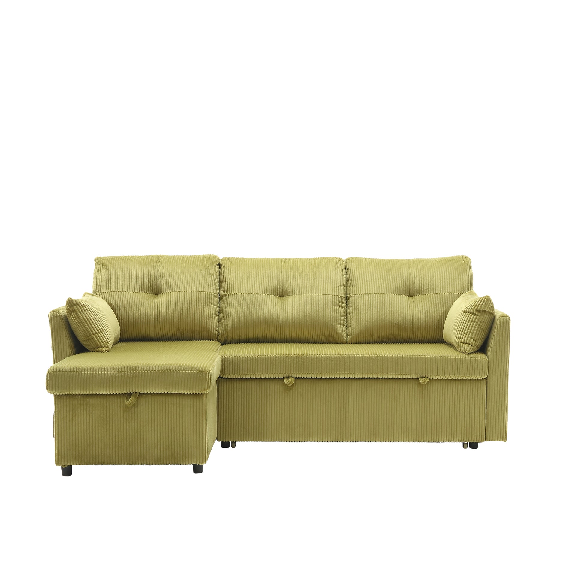 United We Win Furniture, Modular L Shaped Sofa, Modular Long Sofa With Reversible Chaise Lounge, Sofa Bed, Sleeper Sofa, Modular Sofa Combination With Storage Seats. Olive Velvet 3 Seat
