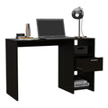 Omma Computer Desk, One Drawer, Two Shelves Black Computer Desk Office Modern Freestanding Rectangular Open Storage Desk Rectangular Particle Board Engineered Wood