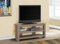 Tv Stand, 42 Inch, Console, Media Entertainment Center, Storage Shelves, Living Room, Bedroom, Brown Laminate, Contemporary, Modern Taupe 80 89 Inches Particle Board