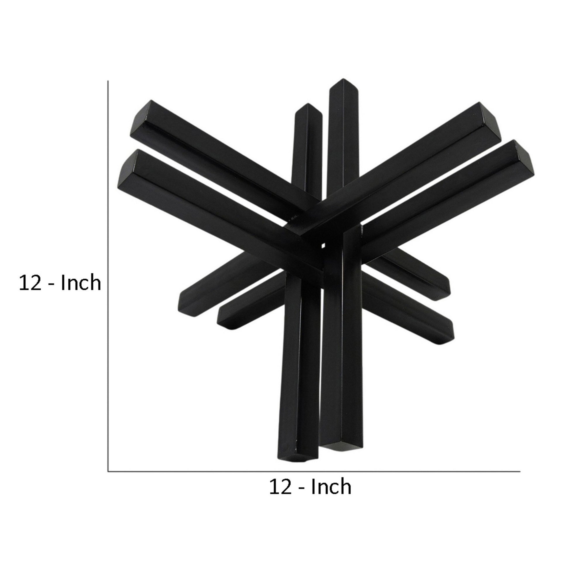 Accent Decor With Metal Double Jack Design, Black Black Metal