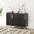 3 Door Storage Cabinet,Buffeet Sideboard With Adjustable Shelves,Honeycomb Seamless Hexagons Pattern Metal Door For Living Room,Dinging Room,Kitchen,Entrance Black Modern Iron,Particle Board Mdf