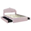 Full Size Upholstered Platform Bed With 4 Drawers And 2 Usb, Pink Box Spring Not Required Full Pink Wood Bedroom Bed Frame Polyester Upholstered