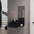 Floating Hallway Cabinet Lowell, Living Room, Black Black Particle Board Engineered Wood