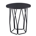 Espresso And Black End Table With Drum Shape Espresso Primary Living Space Round Wood Metal Sled