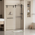 56 60 In. W X 76 In. H Frameless Shower Door, Single Sliding Shower Door, 5 16