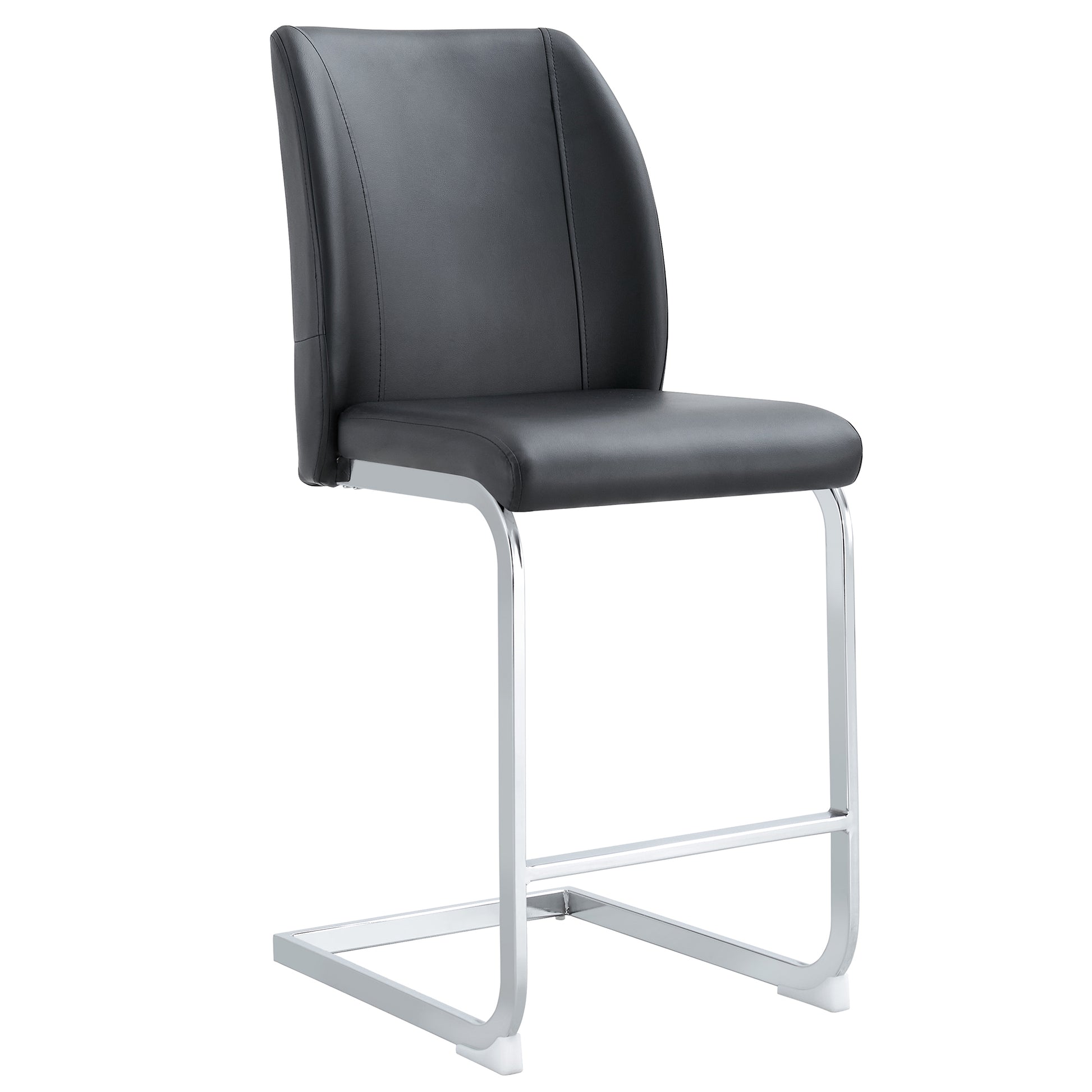 A Set Of Two Black Chairs, Including Pu Pads Silver Metal Legs. Small Size, Suitable For Some People, Suitable For Dining Room, Kitchen, Terrace And Living Room Office Chairs Set Of 2 Black And Silver Pu