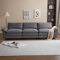 Modular Sectional Sofa With Movable Ottoman,L Shaped Corduroy Fabric Couch With High Supportive & Soft Sponges And Removable Ottoman, Sleeper Comfy Upholstered Furniture For Living Room Grey Grey