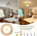 Boho Light Fixtures Ceiling Mount, Rattan Semi Flush Mount Ceiling Light, Farmhouse Light Fixtures With Fabric Shades, Kitchen Close To Ceiling Light Fixtures For Living Room Bedroom Hallway Brown Rattan Metal