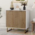 White And Gold Storage Cabinet With 2 Doors, Modern Buffet Sideboard Cabinet, Kitchen Buffet Cabinet With Storage Sideboard Buffet For Living Room Multicolor Particle Board