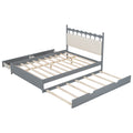 Queen Size Wooden Storage Platform Bed, With 2 Big Drawers, T Size Trundle, Gray Queen Gray Plywood