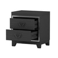 Elegant Nightstand With Metal Handle And Sparkling Shiny Decoration, Bedside Table With 2 Drawers For Bedroom, Living Room, Black Black 2 Drawers Mdf