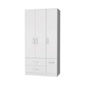 White 4 Door 2 Drawer Armoire White Bedroom Melamine