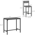 Homcom 3 Piece Bar Table And Chairs, Industrial Dining Table Set For 2, Counter Height Kitchen Table With Bar Stools, Breakfast Table Set For 2 For Small Space, Gray Grey Mdf