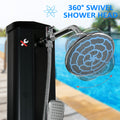 Outsunny 7' Outdoor Solar Heated Shower With 360 Rotating Rainfall & Handheld Shower Head, Foot Shower Faucet, Temperature And Pressure Adjustable, Holds 9.2 Gallons For Backyard Pool Black Plastic