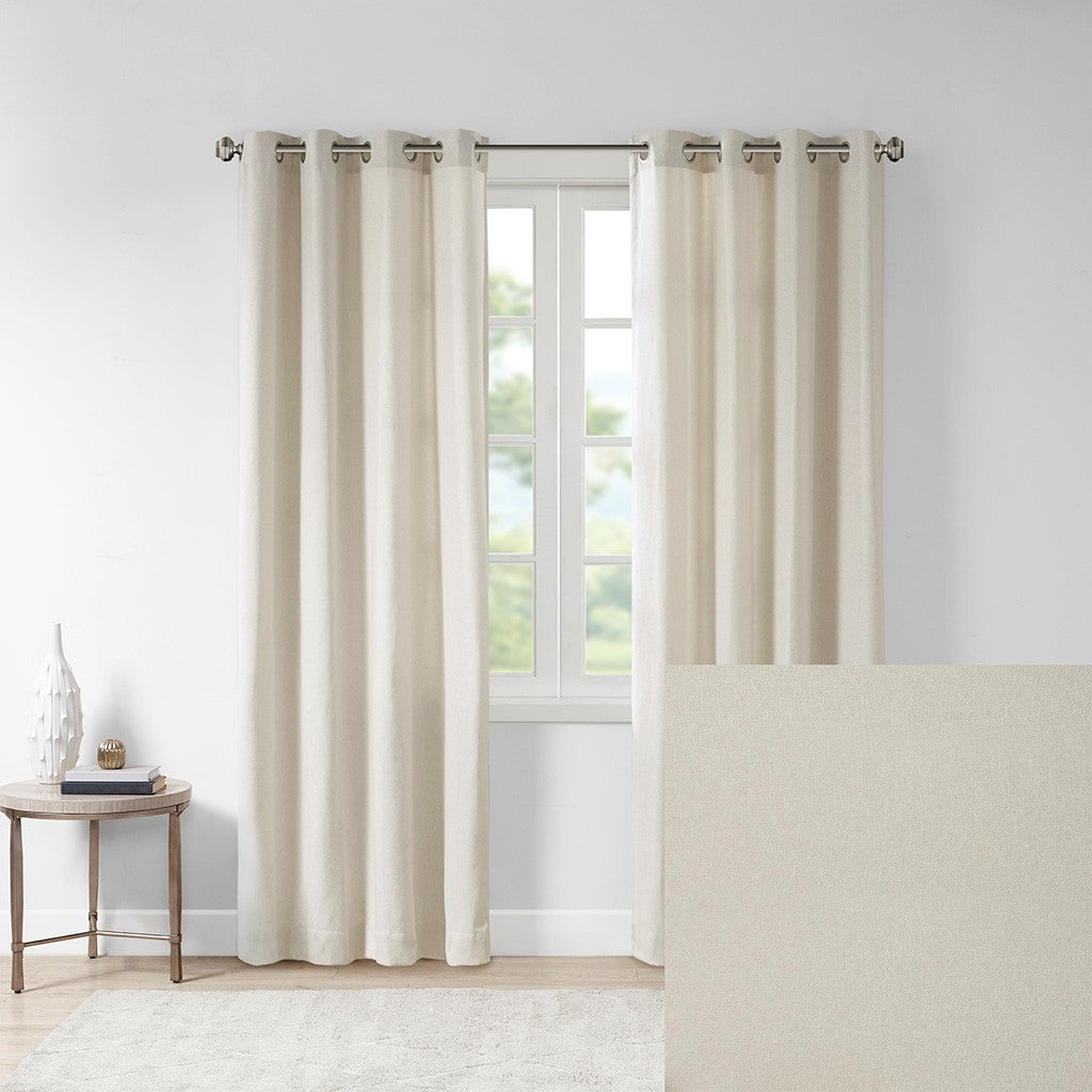 Solid Piece Dyed Grommet Top Curtain Panel Natural Polyester