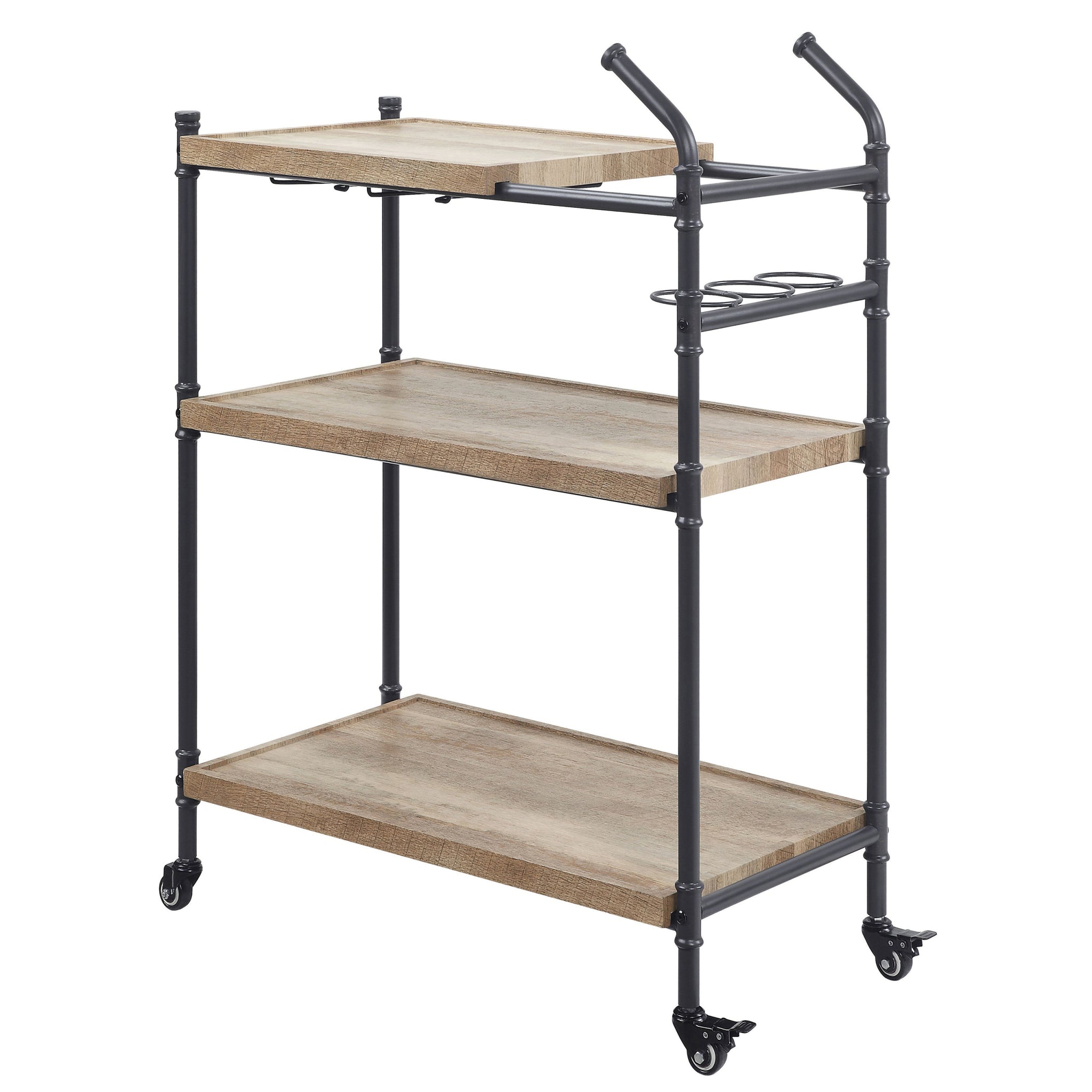 Oak And Sandy Black 2 Shelf Serving Cart - Oak