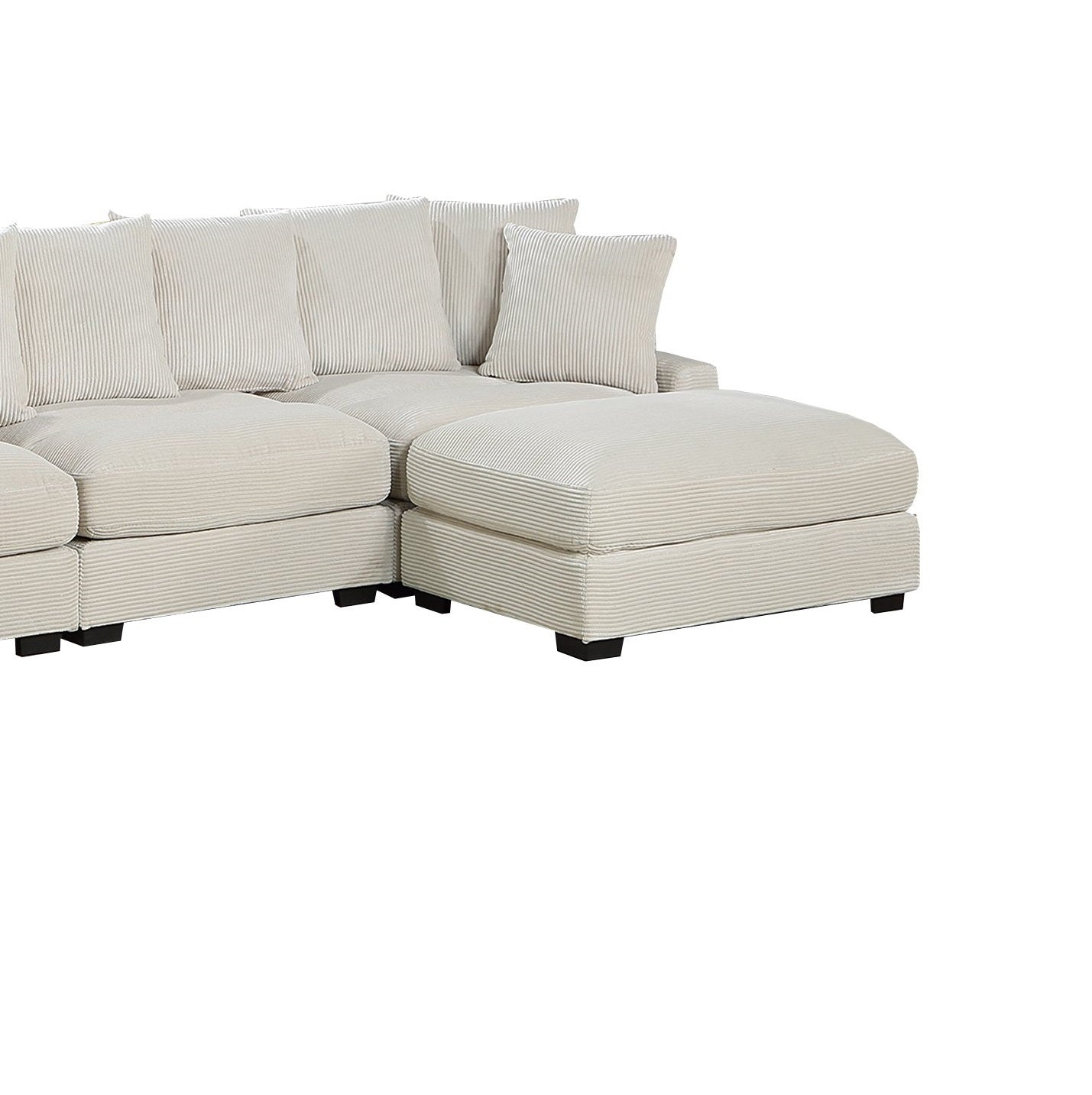 Contemporary Beige Color 6Pc Modular Sectional Set Corduroy Couch Laf & Raf Chairs 2X Armless Chairs 2X Ottomans Living Room Furniture Beige Primary Living Space Cushion Back Contemporary,Modern Modular Rubberwood Corduroy 6 Seat