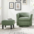 Swivel Accent Chair 360 Comfy Recliner Corduroy Arm Chair Single Sofa With Ottoman For Living Room Bedroom Green Fabric