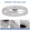 Modern Acrylic Ceiling Fan Light With Remote Control, Dimmable Led Chandelier, 6 Speed Adjustable, Quiet Motor, Flush Mount Design For Living Room, Bedroom, Dining Room White Abs Acrylic