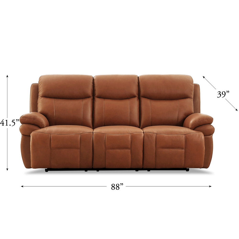 Springdale Power Headrest Zero Gravity Reclining Sofa Brown Genuine Leather Wood Primary Living Space Medium Firm Tight Back Mid Century Modern Eucalyptus Pillow Top Arms Memory Foam Leather 3 Seat