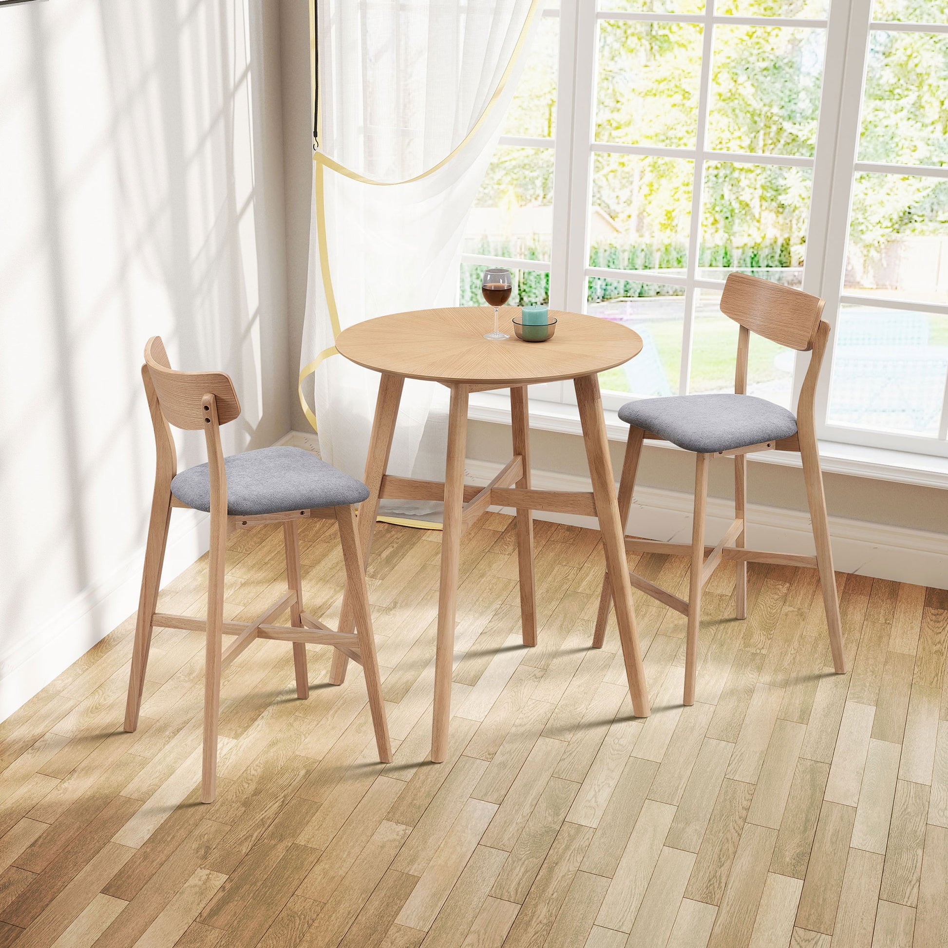 Inch Oversize Round Bar Table, Wooden High Top Kitchen Dining Tab