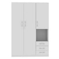 2 Doors Wooden Wardrobe Storage For Bedroom, With Shelves And 3 Drawers, White White Particle Board