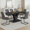 Table And Chair Set, Modern Dining Table, Black Tabletop And Black Mdf Leg Table, Soft And Comfortable Dining Chair, Perfect For Dinner, Meetings, Home And Office Decor Black Grey Mdf