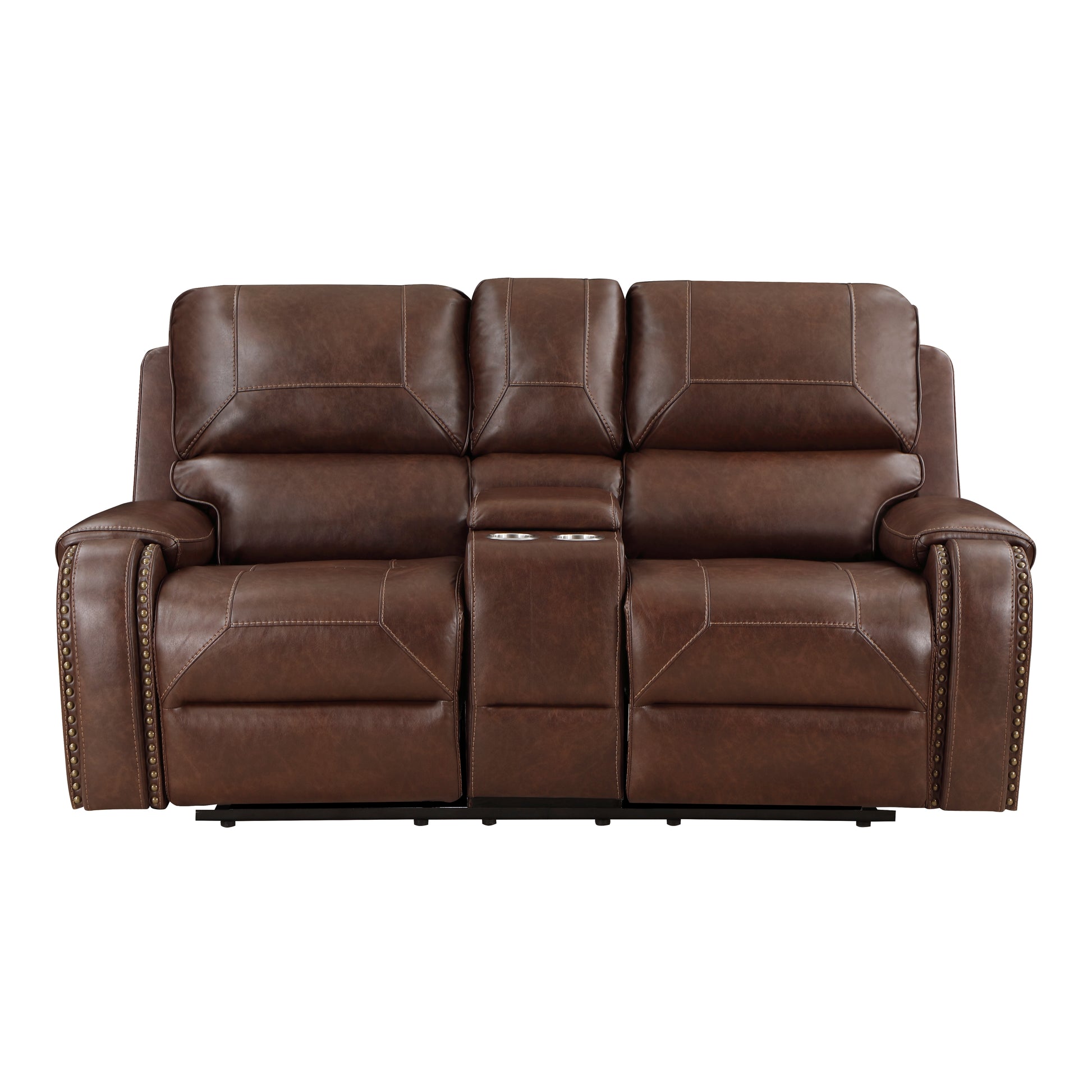 Comfortable Reclining Sofa 3Pc Set Brown Faux Leather Upholstered Reclining Sofa Loveseat Swivel Reclining Chair Trim, Power Usb Ports, Cupholders, Modern Living Room Furniture Brown Faux Leather Wood Primary Living Space Modern Plywood,Solid Wood 6 Seat