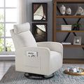 Swivel Upholstered Manual Recliner Chair Theater Recliner Sofa 360 Degree Nursery Glider Rocker For Living Room, Beige Beige Velvet Velvet 1 Seat