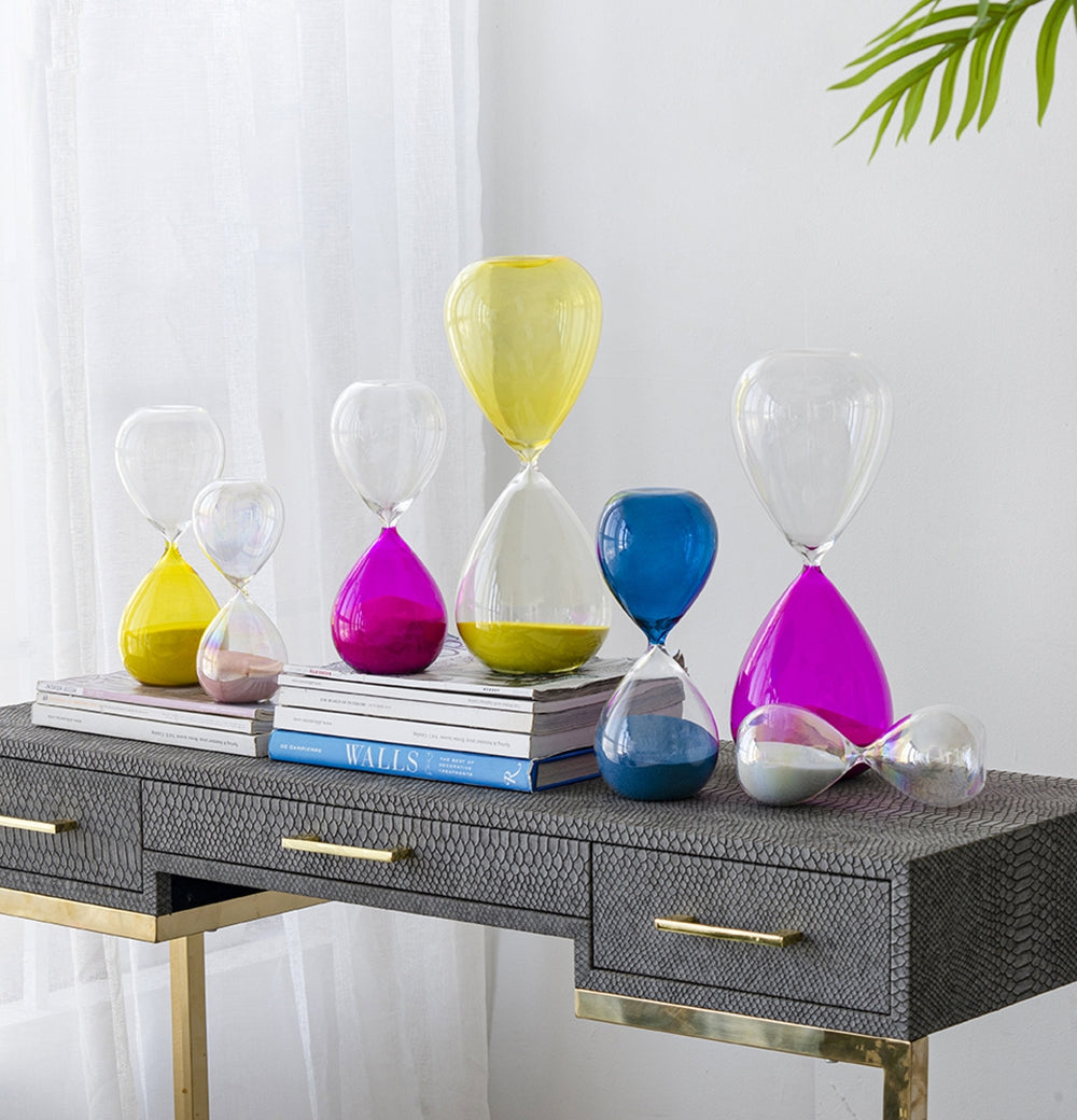 5X14" Hourglass, 60Min Blue Blue Glass