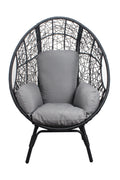 Patio Pe Wicker Egg Chair Model 3 With Black Color Rattan Grey Cushion And Side Table Yes Black Foam Steel