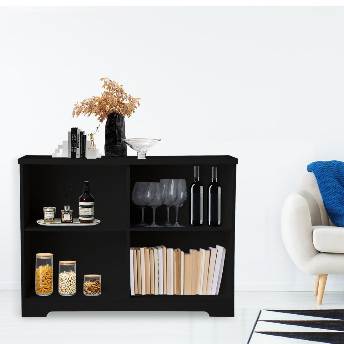 Universal Small 2 Shelf Bookcase In Black Set Of