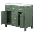 36'' Bathroon Vanity With Resin Sink Combo Set,Modern Freestanding Single Bathroom Cabinet With 4 Drawers & 2 Cabinets,Storage Cabinet For Bathroom, Solid Wood Frame Vanity Set, Green 4 Green 2 2 Adjustable Hinges Bathroom Freestanding Solid Wood Mdf