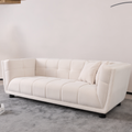 Wks13 Mid Century Modern Style: Simple White Sofa, Small Square Design, Velvet Fabric Texture Smooth, Retro Fashion, Solid Wood Feet, 2 People Design White Retro Fabric 2 Seat