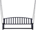 Outsunny 2 Person Front Porch Swing Patio Swing Bench, Outdoor Steel Swing Chair With Sturdy Chains, For Backyard, Deck, 528 Lb Weight Capacity, Black Black Steel