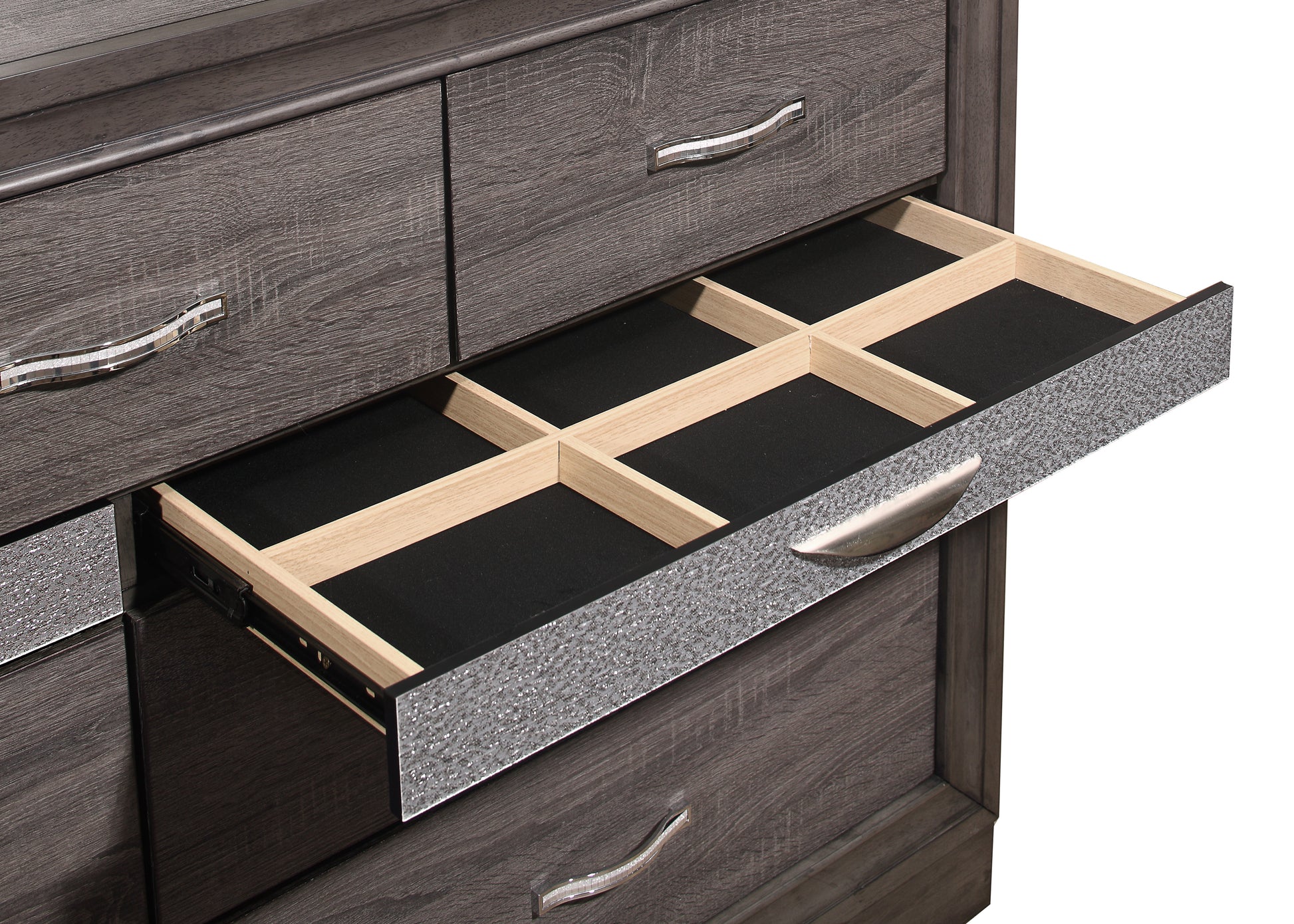 Ryder Sparkle Grey Dresser Gray Solid Wood Mdf