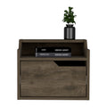 Winchester Floating Nightstand, Modern Dual Tier Design With Spacious Single Drawer Storage, Dark Brown Dark Brown Solid Wood Mdf Engineered Wood