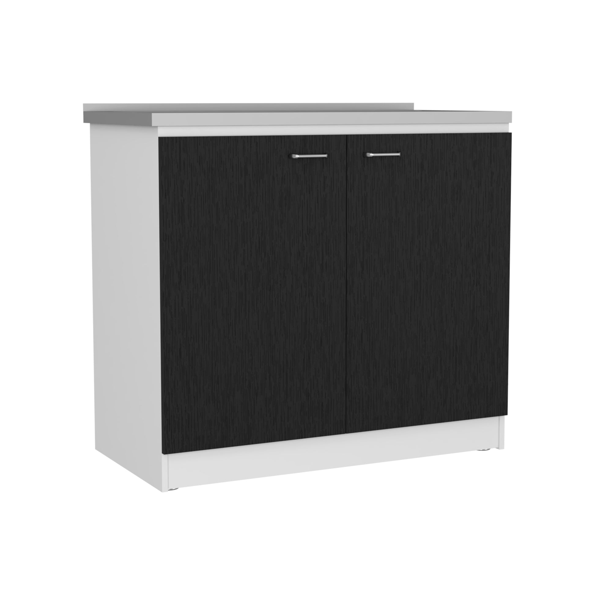 Freestanding Sink, Double Door Cabinet, Two Shelves, White Black Multicolor Solid Wood Mdf Engineered Wood