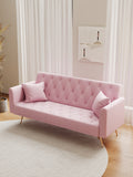 71 Inch Convertibleseat Sofa, American Retro Pink Velvet, Suitable For Small Living Room, Bedroom, Office Pink Velvet 2 Seat