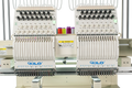 Double Head Computerized Commercial Embroidery Machine, 15 Needles 17.7X15.7 Inches Embroidery Area, Industrial Embroidery Machine For Hat For Cap Hat Graphic Embroidery White Green Metal