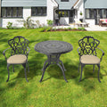 Cushions In Random Colors 3 Piece Set Of Cast Aluminum Patio Furniture With Cushions Yes Complete Patio Set Black Seats 2 Rust Resistant Frame Water Resistant Cushion Garden & Outdoor Complete Patio
